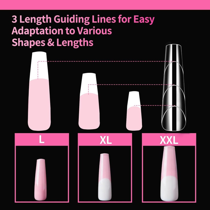 BOMOQING 240Pcs Sandwich Dual Nail Forms, 15 sizes Long Coffin Nail Forms For Builder Gel, Reusable Full Cover Nail Molds for Salon & DIY at Home - Image 4